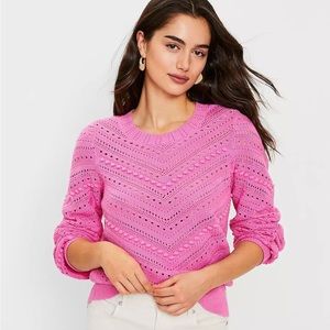 LOFT Pink Pointelle sweater NWOT XS